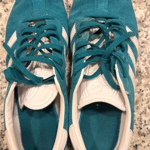 adidas Gazelle Turquoise and White Athletic Shoes